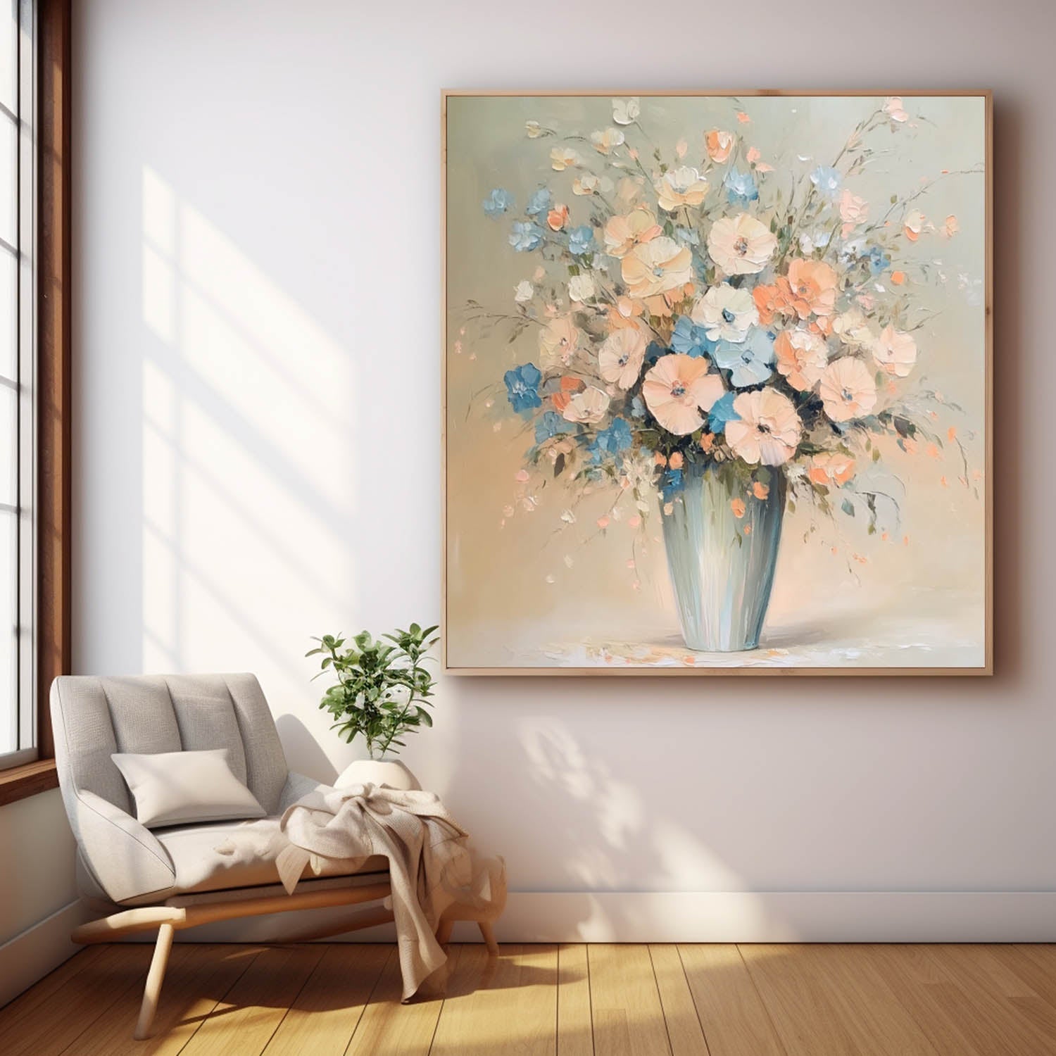 Soft Pastel Floral Bouquet Oil Painting