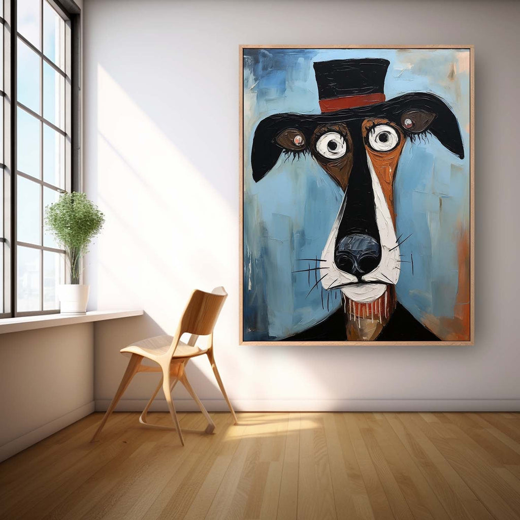 Surrealist Dog Painting Dapper Hound Modern Wall Art