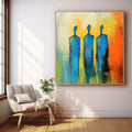 Three Blue Figures Modern Minimalist Wall Art