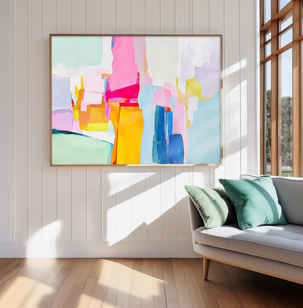 Vibrant Pastel Color Block Oil Painting