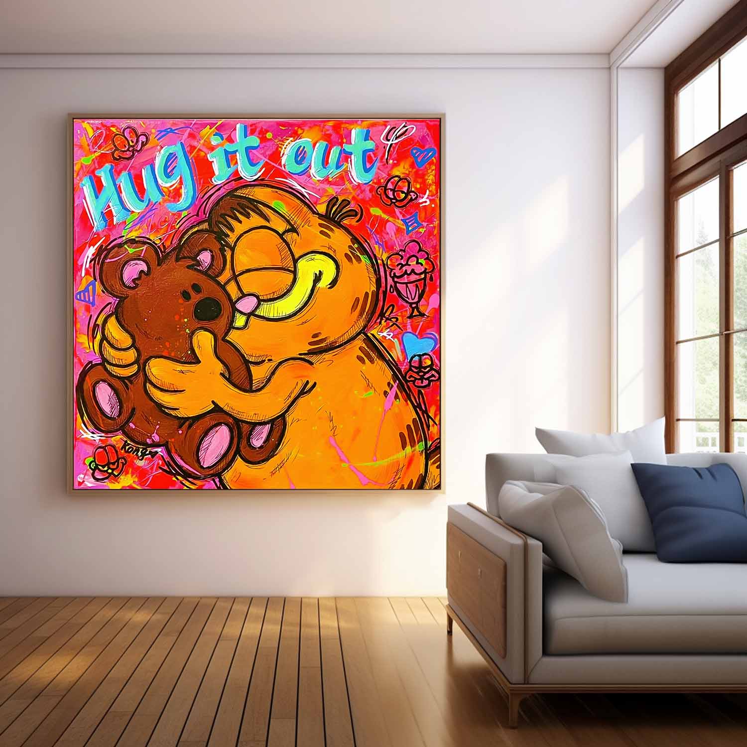 Garfield Hug It Out Pop Graffiti Style Wall Art