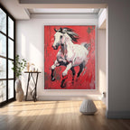 Energetic White Horse Oil Painting