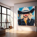Red Lip Cowgirl Pop Art Portrait Colorful