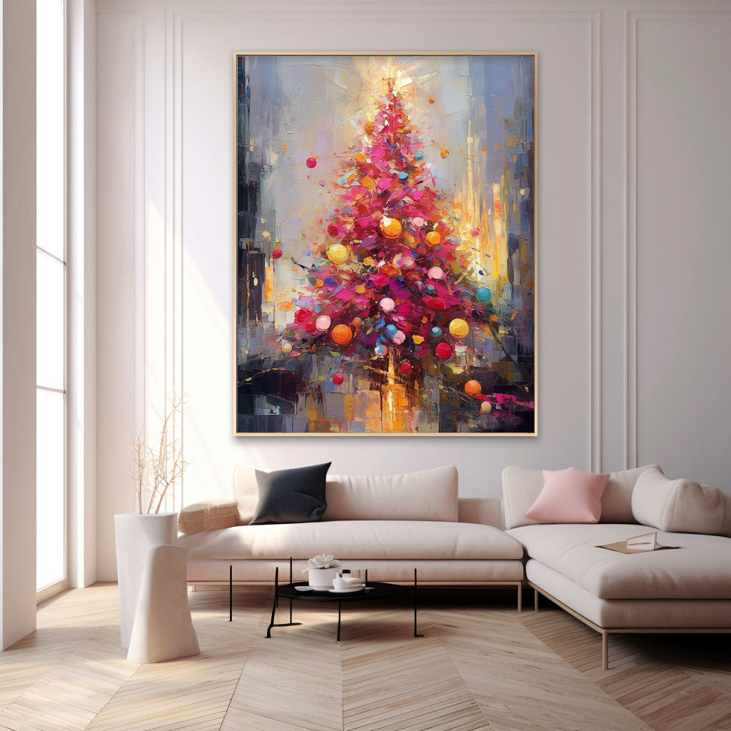 Vibrant Impressionist Christmas Tree Painting