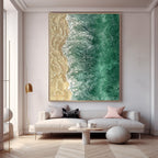 Textured Coastal Wall Art Emerald Green Ocean
