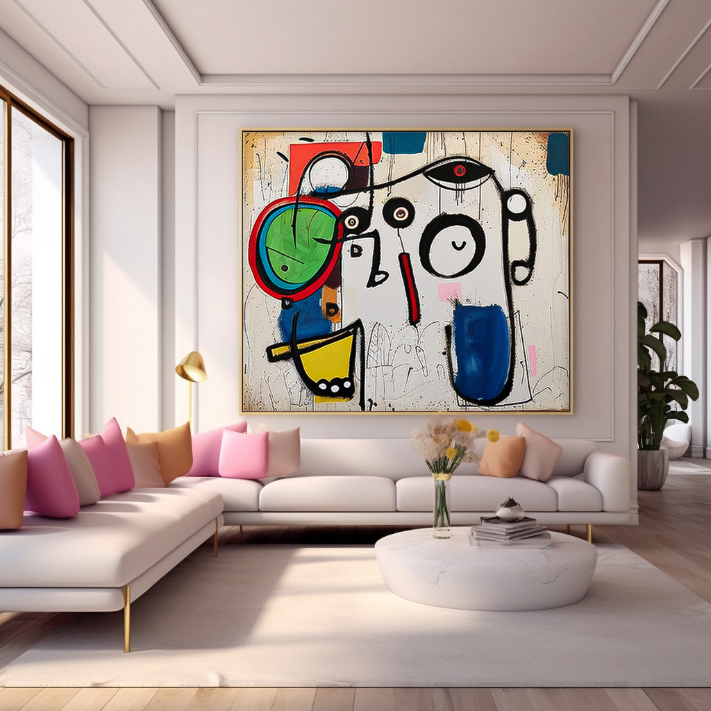 Joan Miró Style Surrealist Painting Vibrant