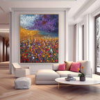 Vibrant Wildflower Field Impasto Oil Painting