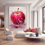 Impasto Apple Painting Vibrant Red Wall Art