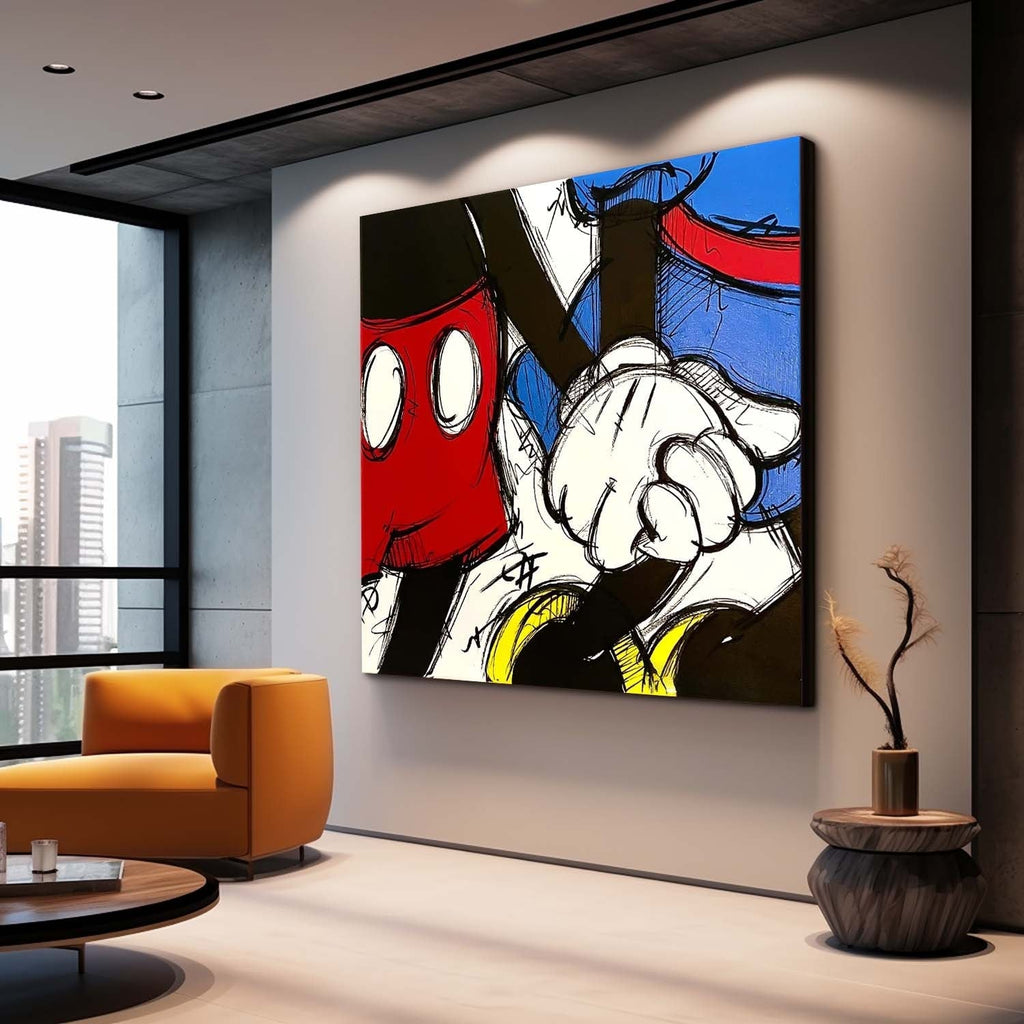 Pop Art Mickey and Donald Hands Graffiti Painting