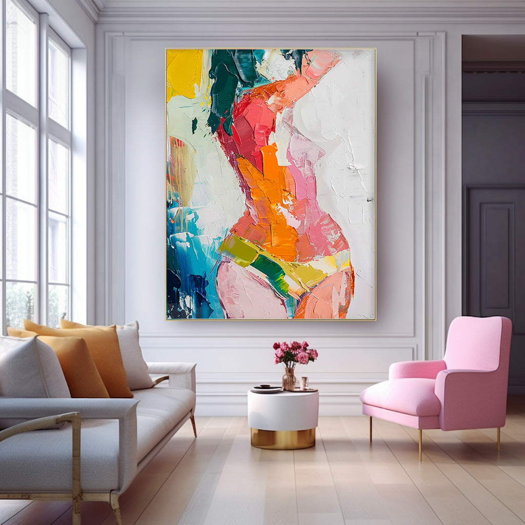 Dynamic Impasto Abstract Female Figure Painting