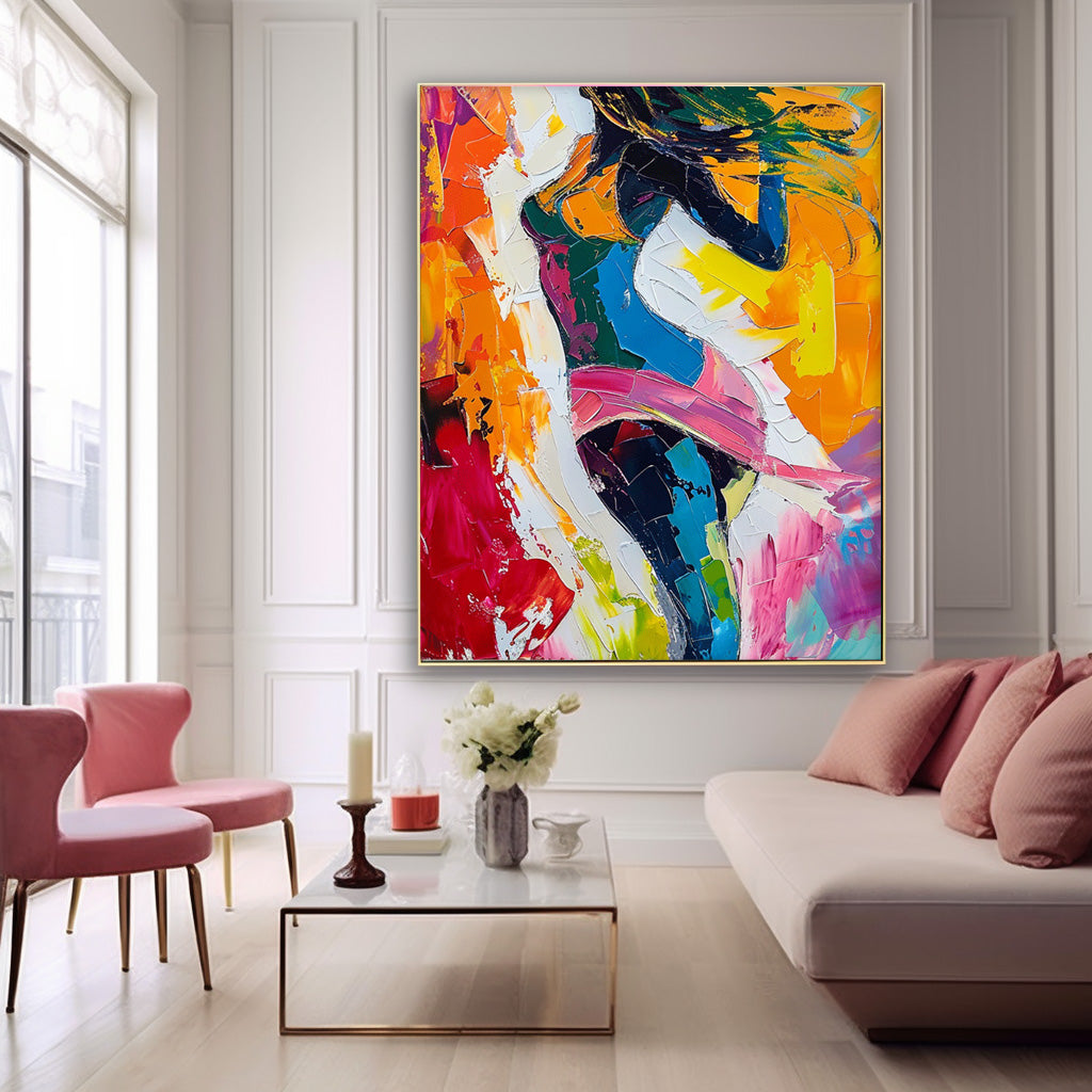 Vibrant Impasto Abstract Figure Painting Bold