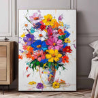 Multicolor Wildflower Bouquet Impasto Oil Painting