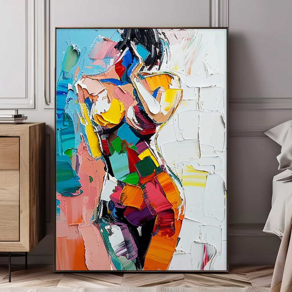 Vibrant Impasto Abstract Female Figure Painting