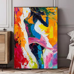 Vibrant Impasto Abstract Figure Painting Bold