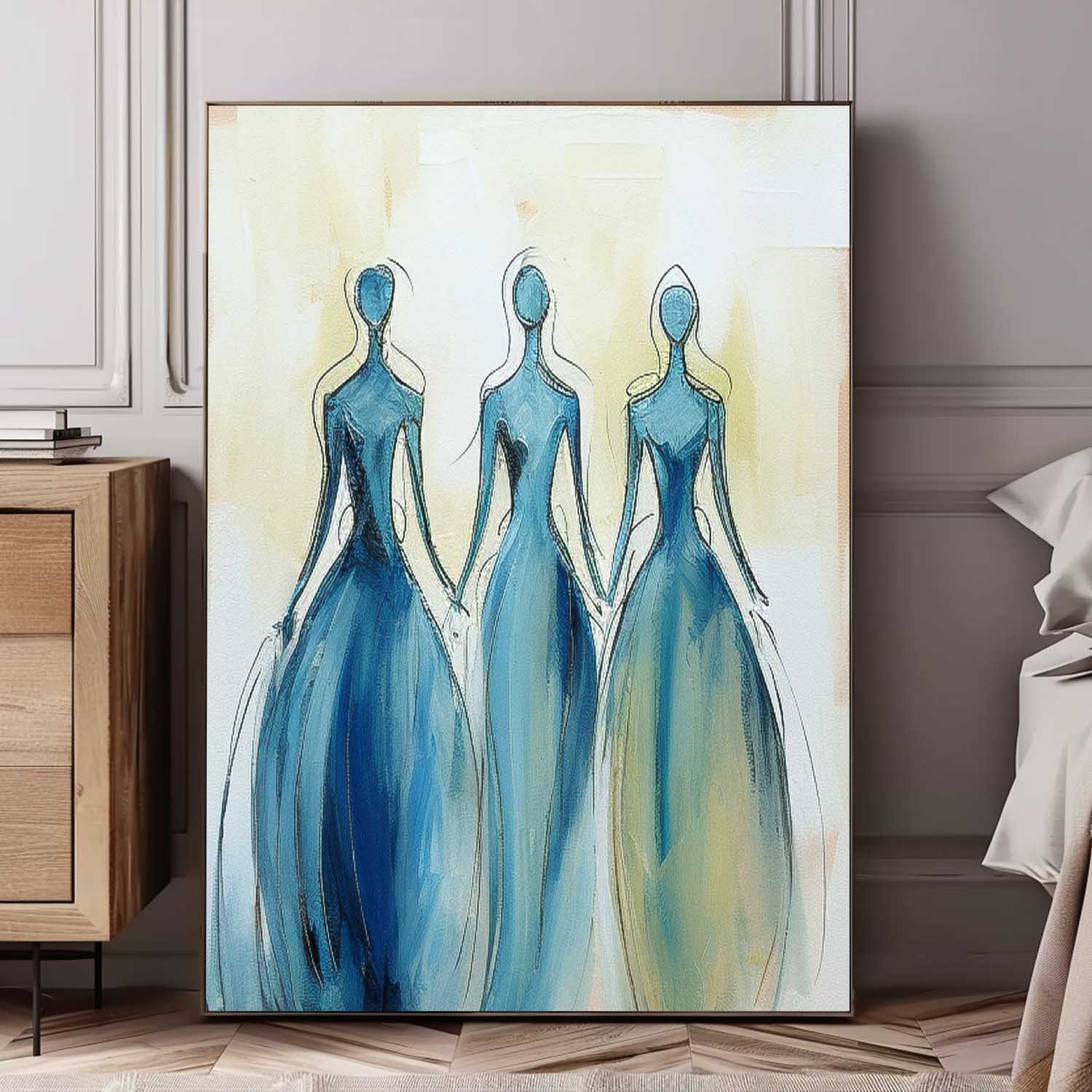 Three Blue Dresses Feminine Wall Art