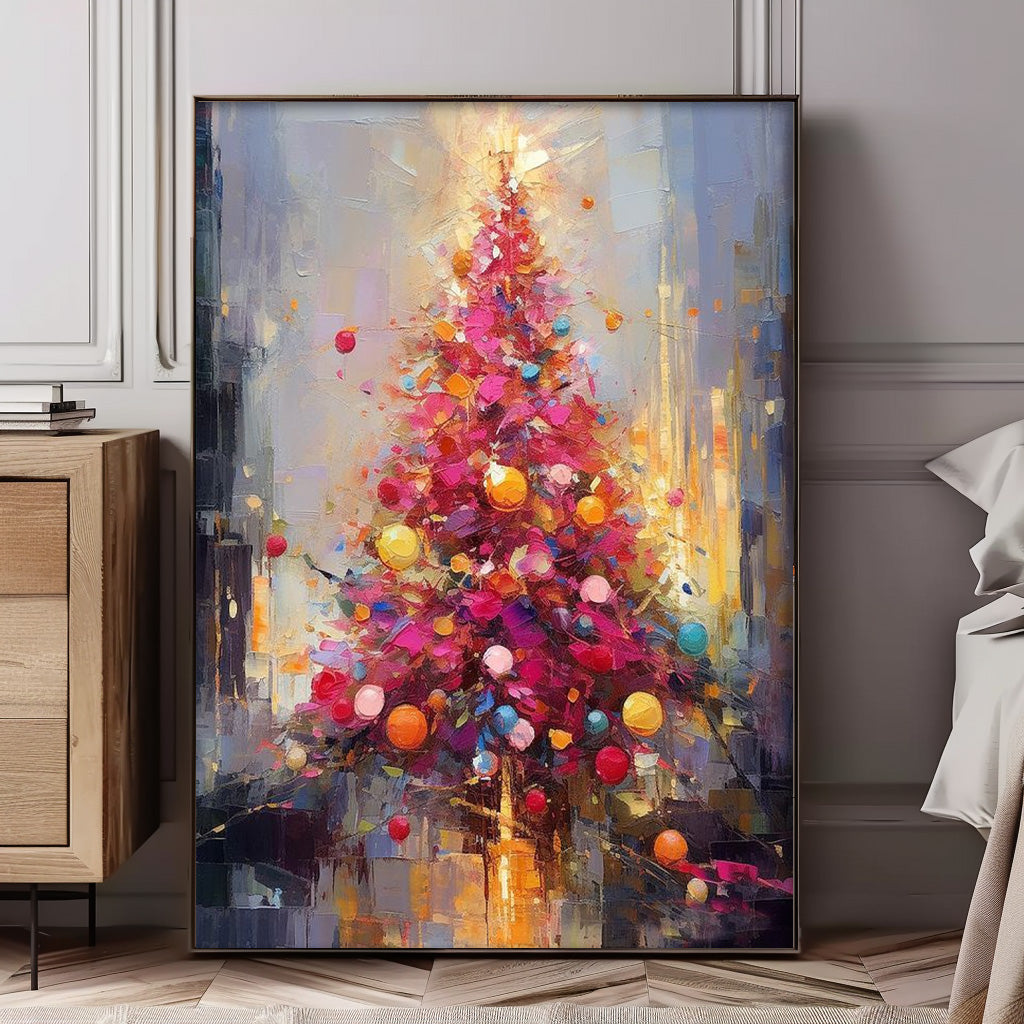 Vibrant Impressionist Christmas Tree Painting