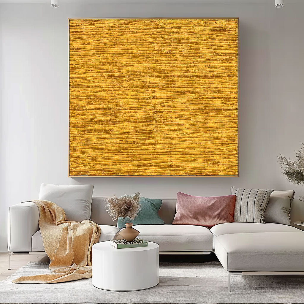 Textured Minimalist Wall Art Solid Mustard Yellow