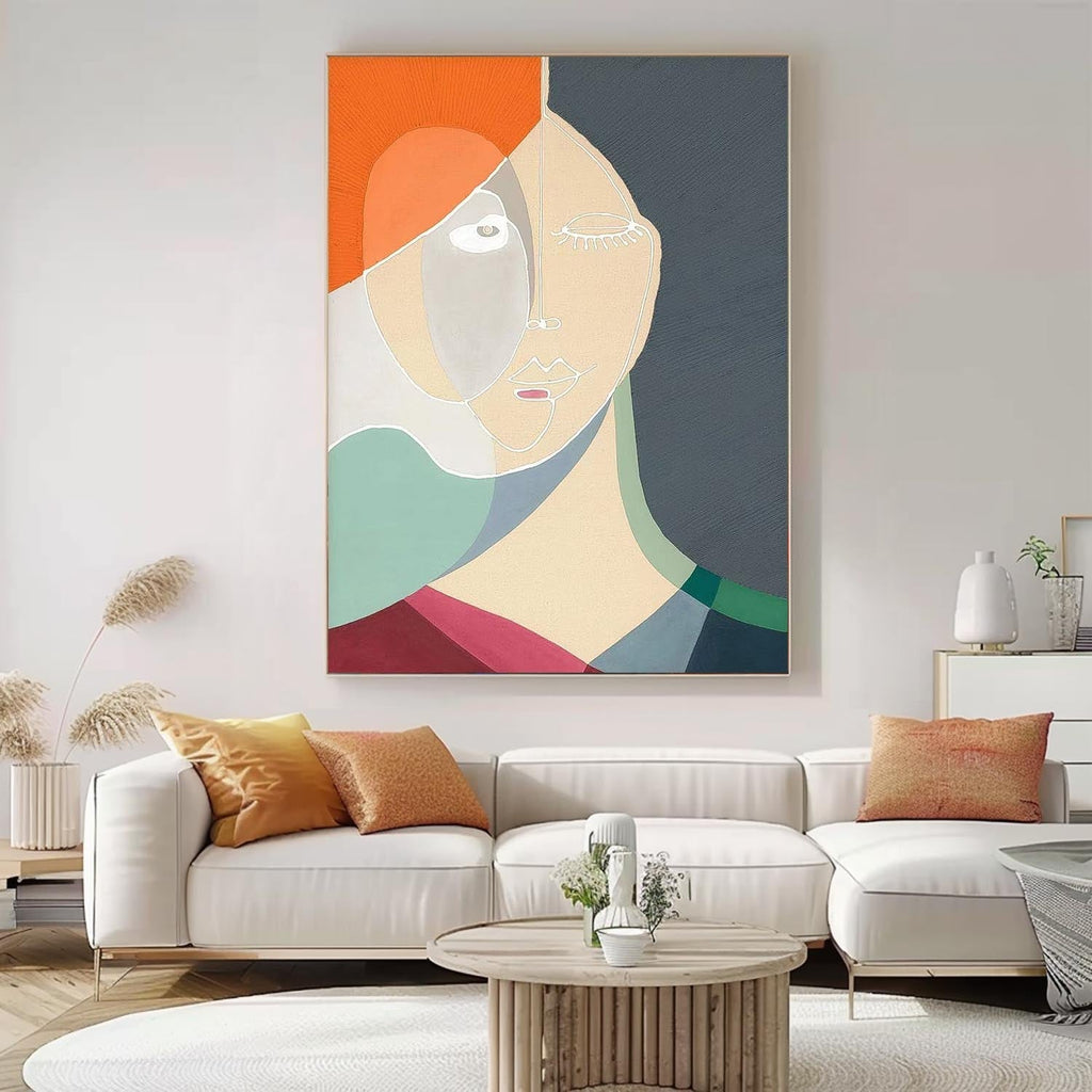 Cubist Abstract Portrait Serene Modern Wall Art