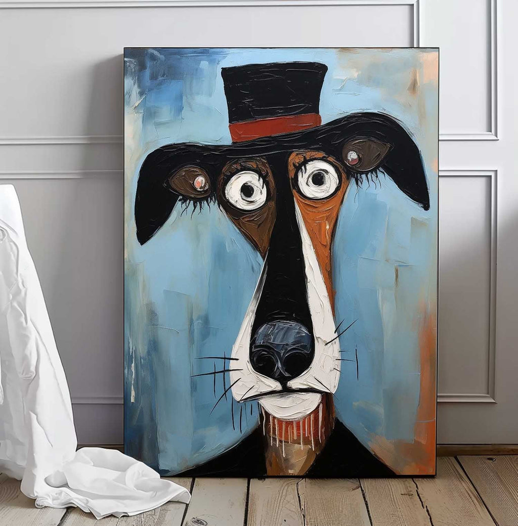 Surrealist Dog Painting Dapper Hound Modern Wall Art