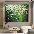 Lush Floral Canopy Oil Painting White Flowers Green