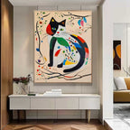Surrealist Cat Painting Vibrant Patchwork