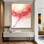 Abstract Pink & Gold Painting Vibrant Modern
