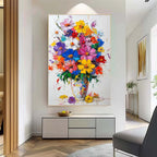 Multicolor Wildflower Bouquet Impasto Oil Painting