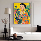 Fauvist Portrait Painting Vibrant Yellow Tropical