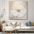 Textured Neutral Floral Painting Serene