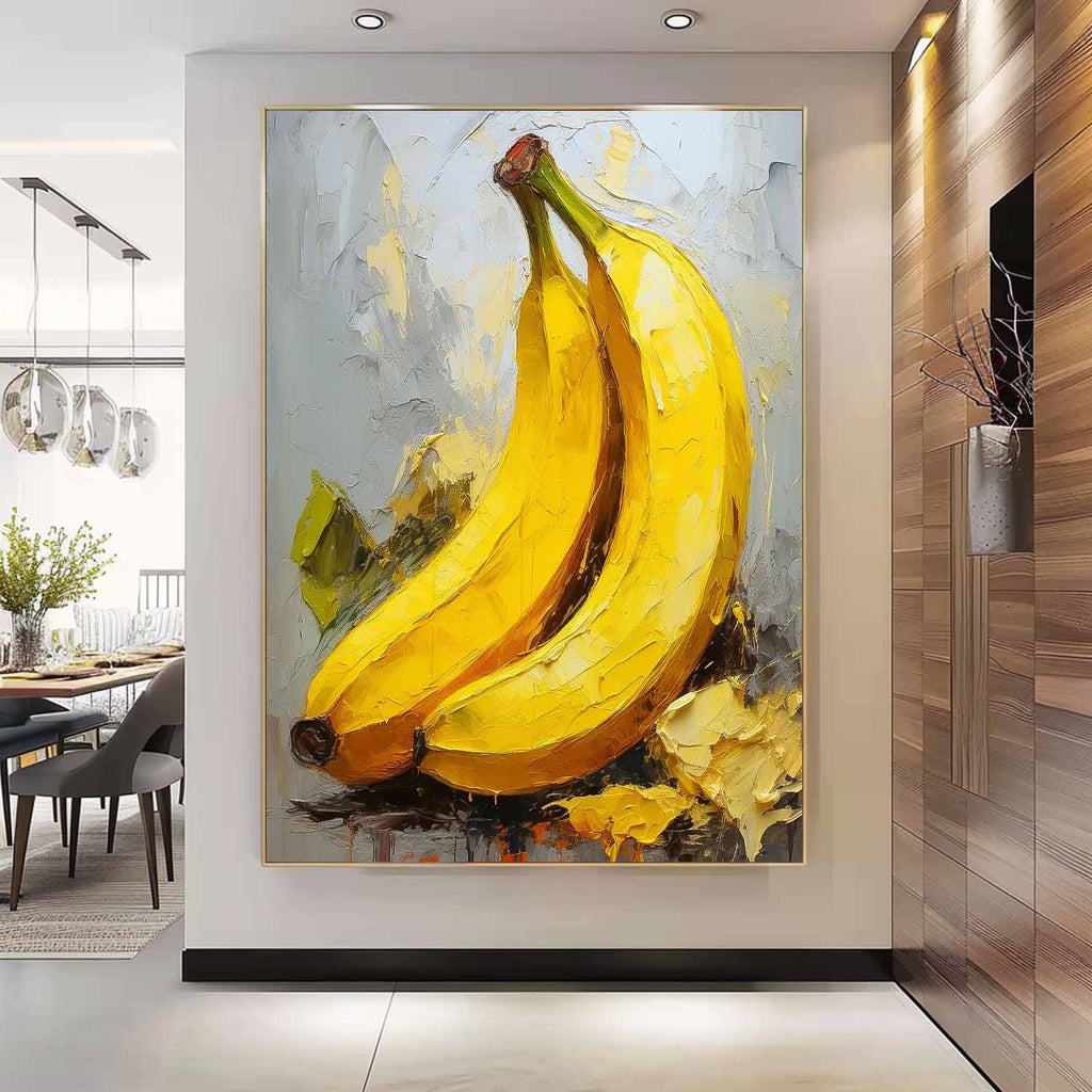 Impasto Banana Painting Vibrant Yellow
