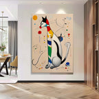Surrealist Cat Painting Vibrant Rainbow Wall Art