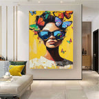 Neo-Expressionist Butterfly Crown Portrait Oil Painting