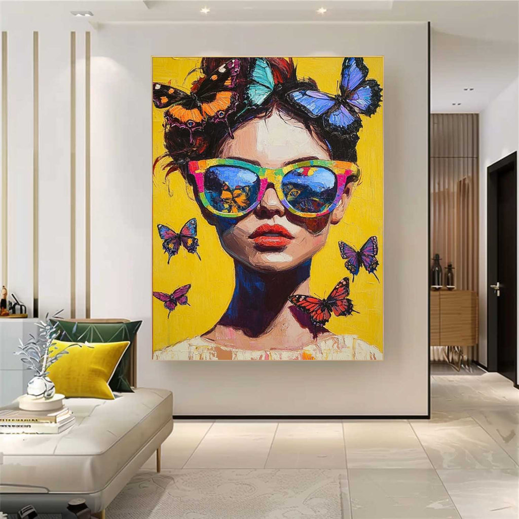 Pop-Art Butterfly Muse Portrait Oil Painting