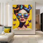 Pop-Art Butterfly Muse Portrait Oil Painting