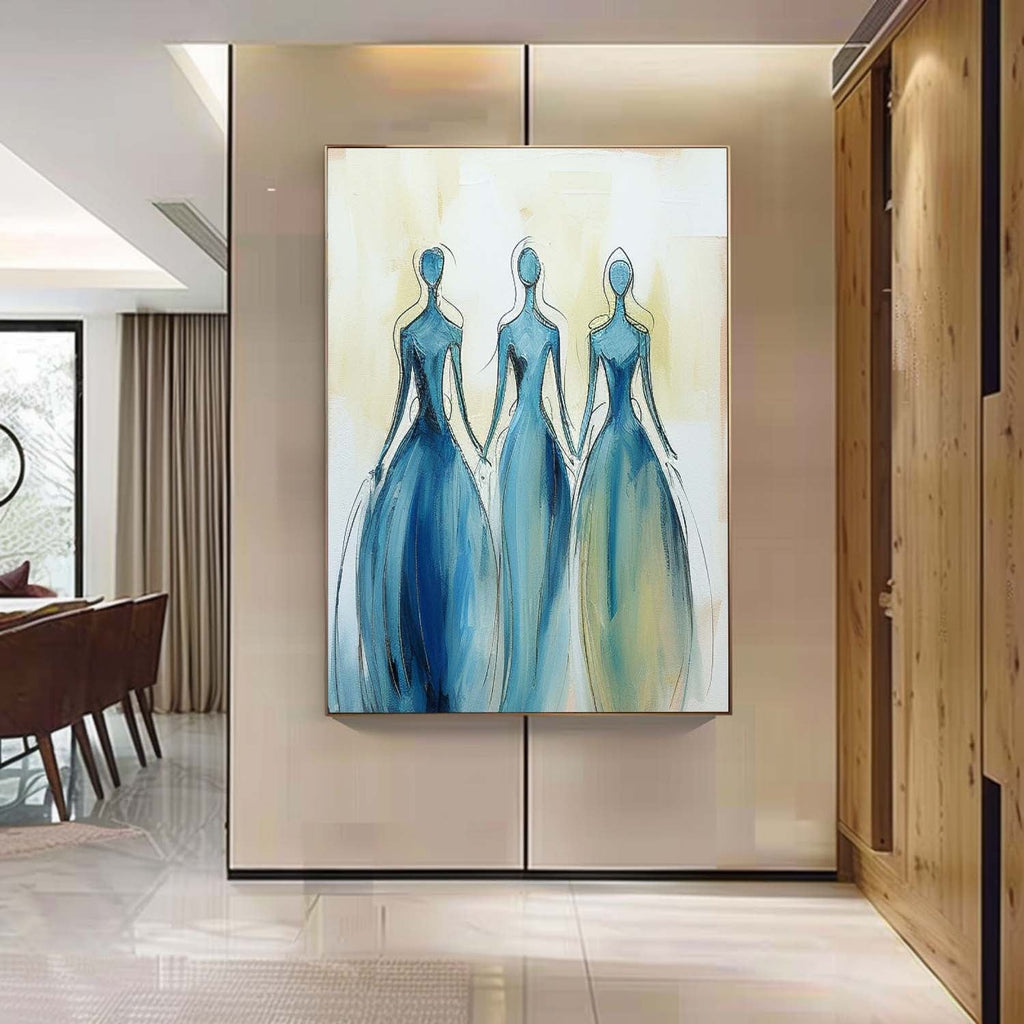 Three Blue Dresses Feminine Wall Art