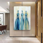 Three Blue Dresses Feminine Wall Art
