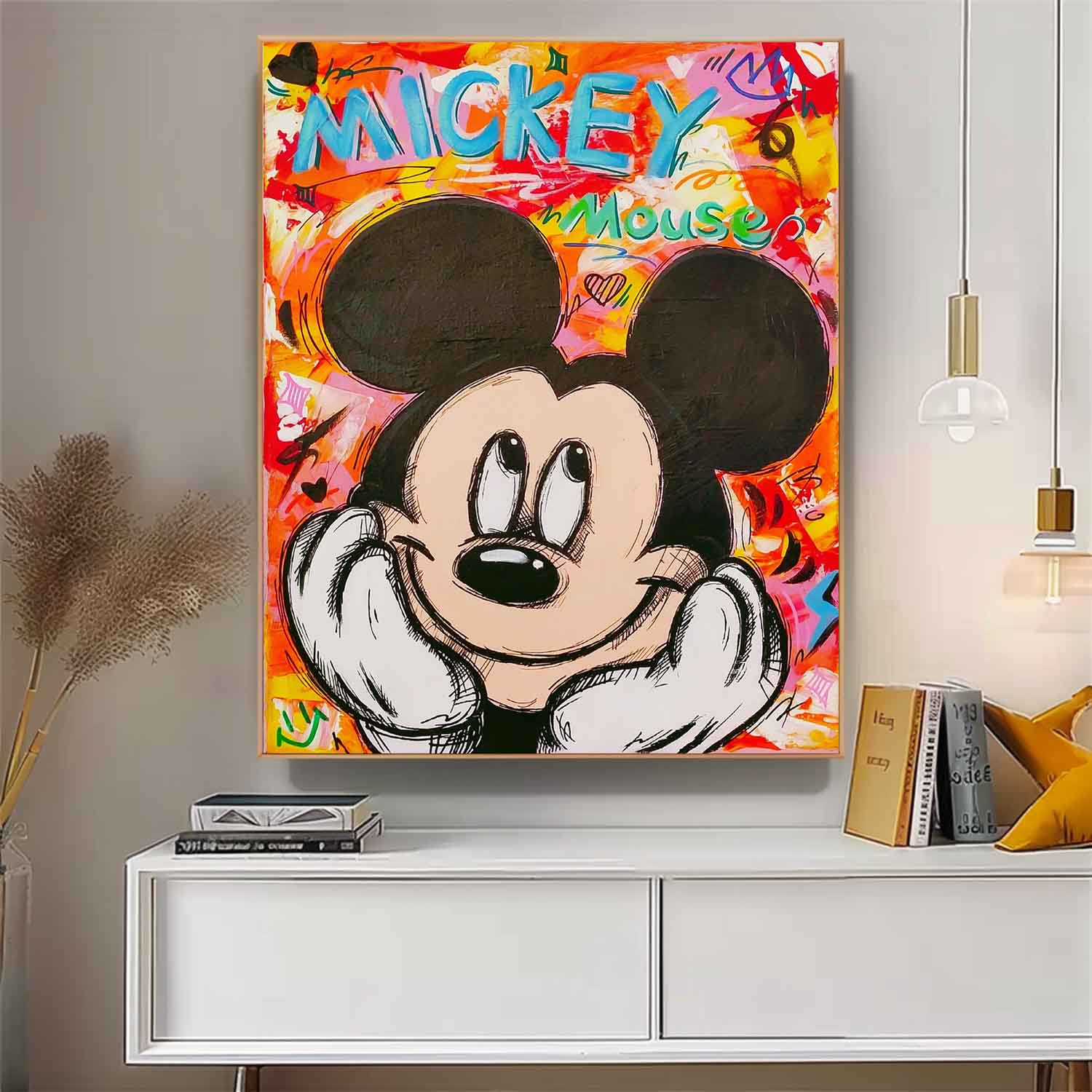 Pop Art Mickey Mouse Painting Vibrant Wall Art