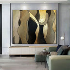 Gilded Biomorphic Abstract Painting Luxurious