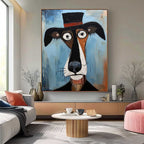 Surrealist Dog Painting Dapper Hound Modern Wall Art