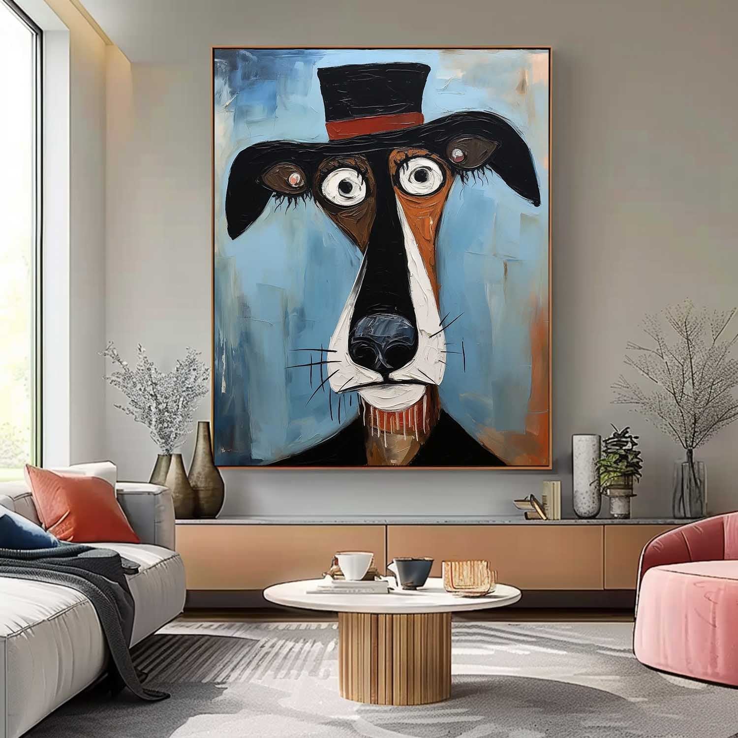 Surrealist Dog Painting Dapper Hound Modern Wall Art