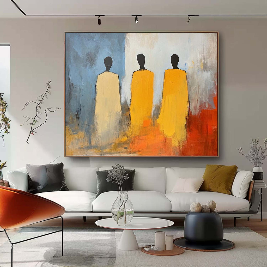 Abstract Three Figures In Robes Modern Wall Art