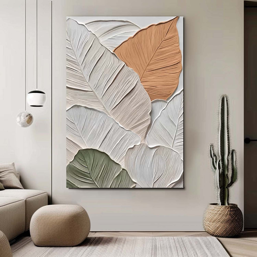 Textured 3D Leaf Wall Art Neutral Botanical