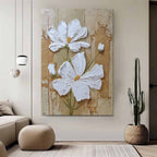 3D Impasto Floral Oil Painting Textured Wall Art