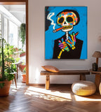 Day of the Dead Pop Art Painting Vibrant Skeleton