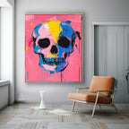 Pop Art Skull Painting Vibrant Modern Wall Art