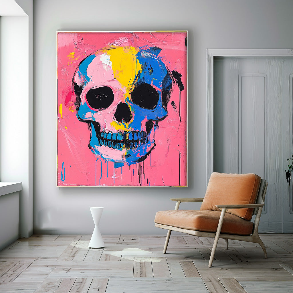 Pop Art Skull Painting Vibrant Modern Wall Art