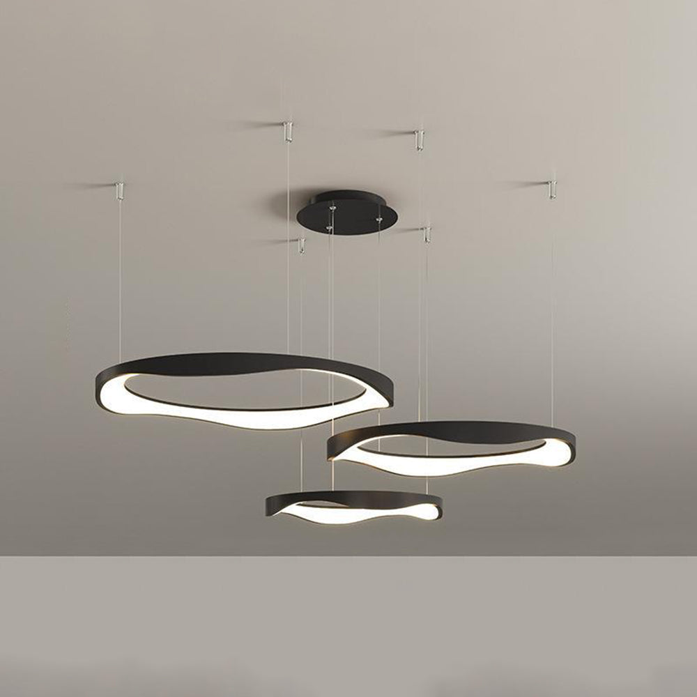 Arisha Pendant Light Rond Modern,  Black/White, Dining Room
