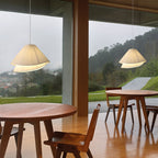 Ritta Minimalist Double Overlap Fabric LED Pendant Light, White