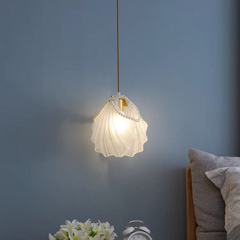 Kristy Art Deco Pearl Shell Metal/ Pendant Light, White