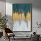 Teal & Gold Abstract Painting Vertical Luxury